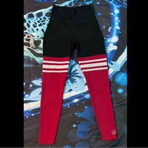 Bombshell Sportswear Black, Red, and White Scrunch Thigh-Highs